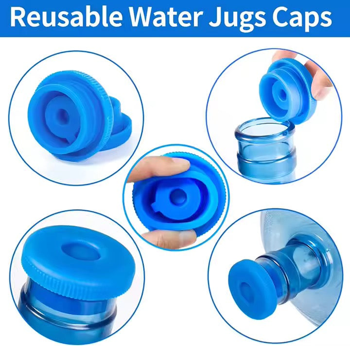 OLANOVA 5-Pack Reusable Silicone Water Jug Caps – Non-Spill Lids for 5-Gallon, 55mm Bottles